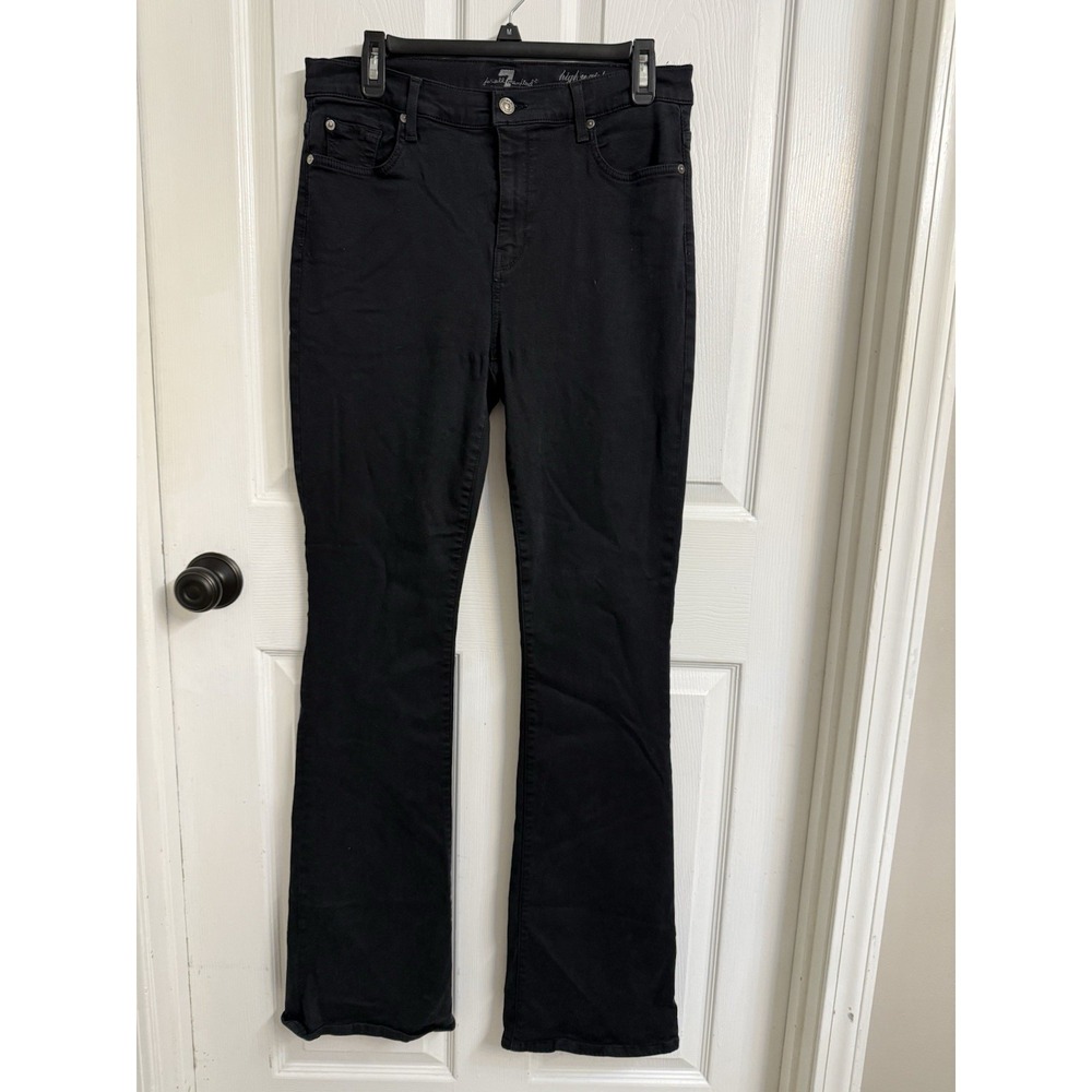 7 For All Man Kind HIgh Waist Alli Jeans Black Flare Stretch Women's 32x34.5